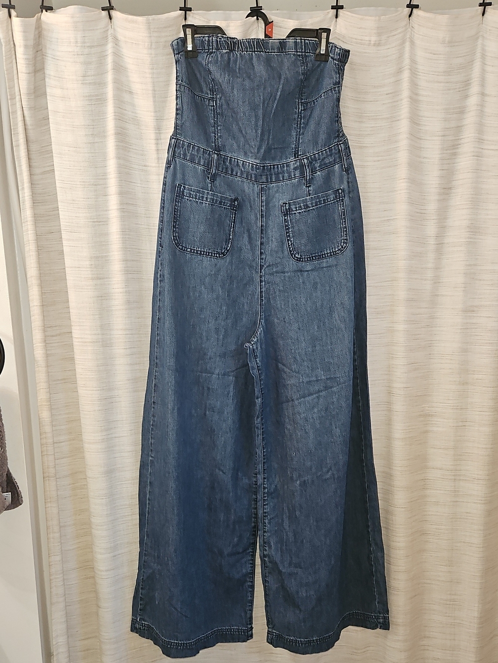 Anthropologie Pilcro The Skipper Strapless Denim Wide Leg Jumpsuit Size 10